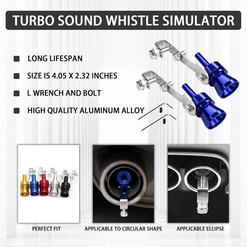 Hirificing 2PCS Exhaust Turbo Whistle, Loud Turbo Sound Booster Exhaust Muffler Pipe Aluminum Alloy Whistle,Car Roar Maker Turbo Sound Enhancer Whistle Simulator(XL-Blue) - Image 3
